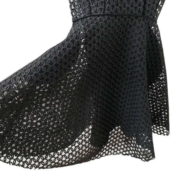 MAJE Ringo Basket Weave Lace Fit & Flare Dress Paris Sleeveless Black - Picture 7 of 11